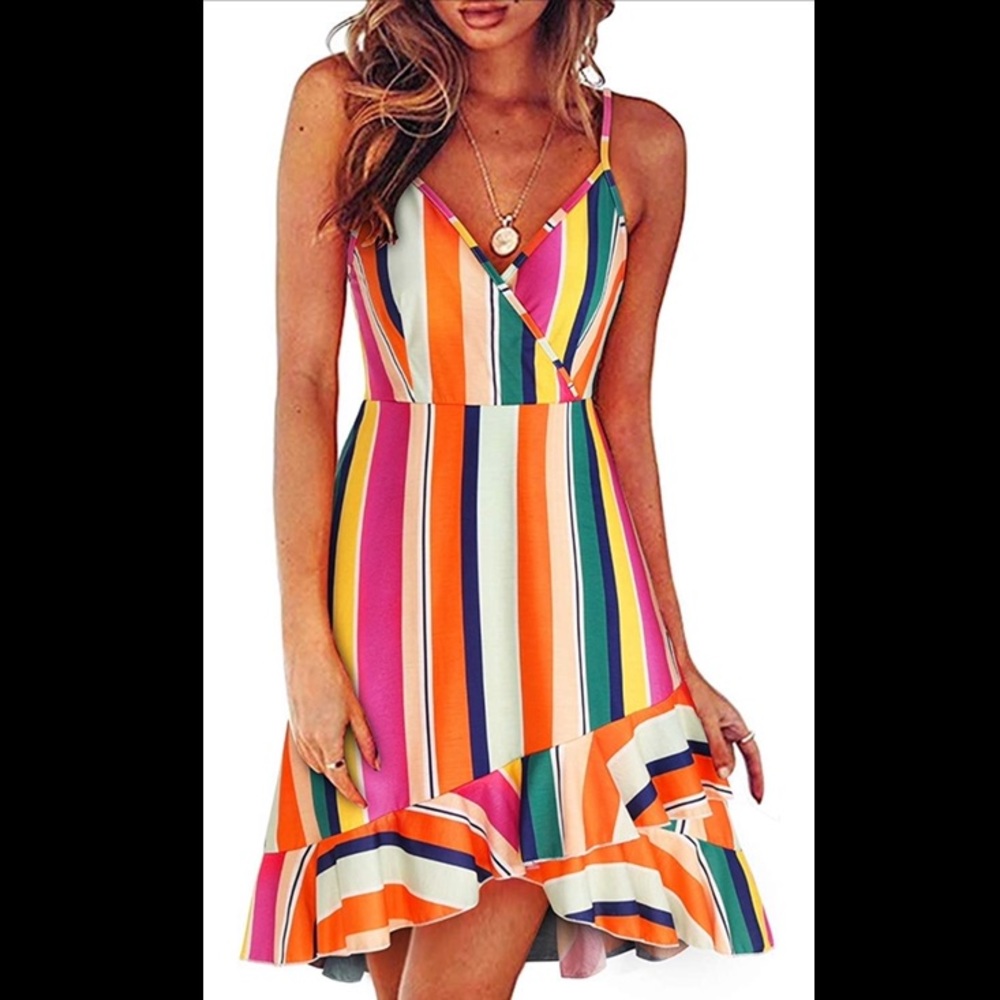 Adjustable Spaghetti Strap Ruffle Dress - image 1